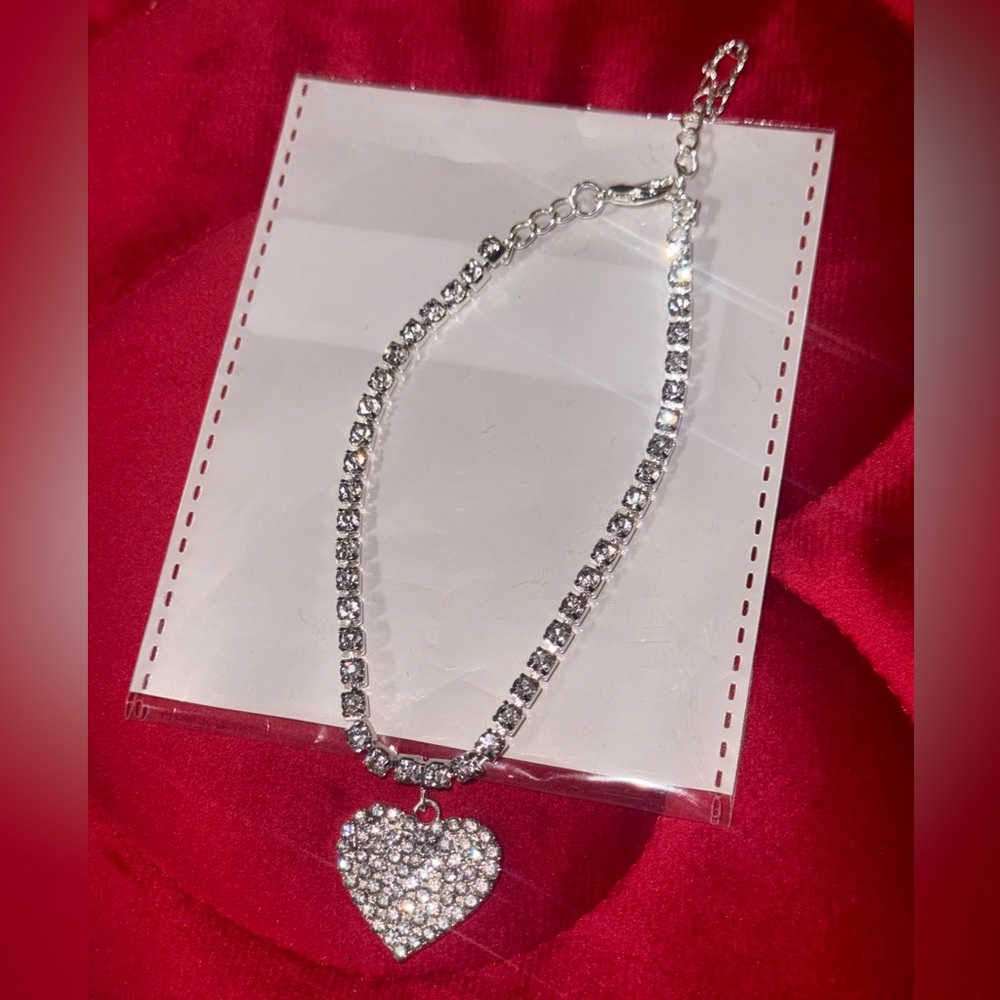 Silver diamond heart anklet NIB 2 of them in stock